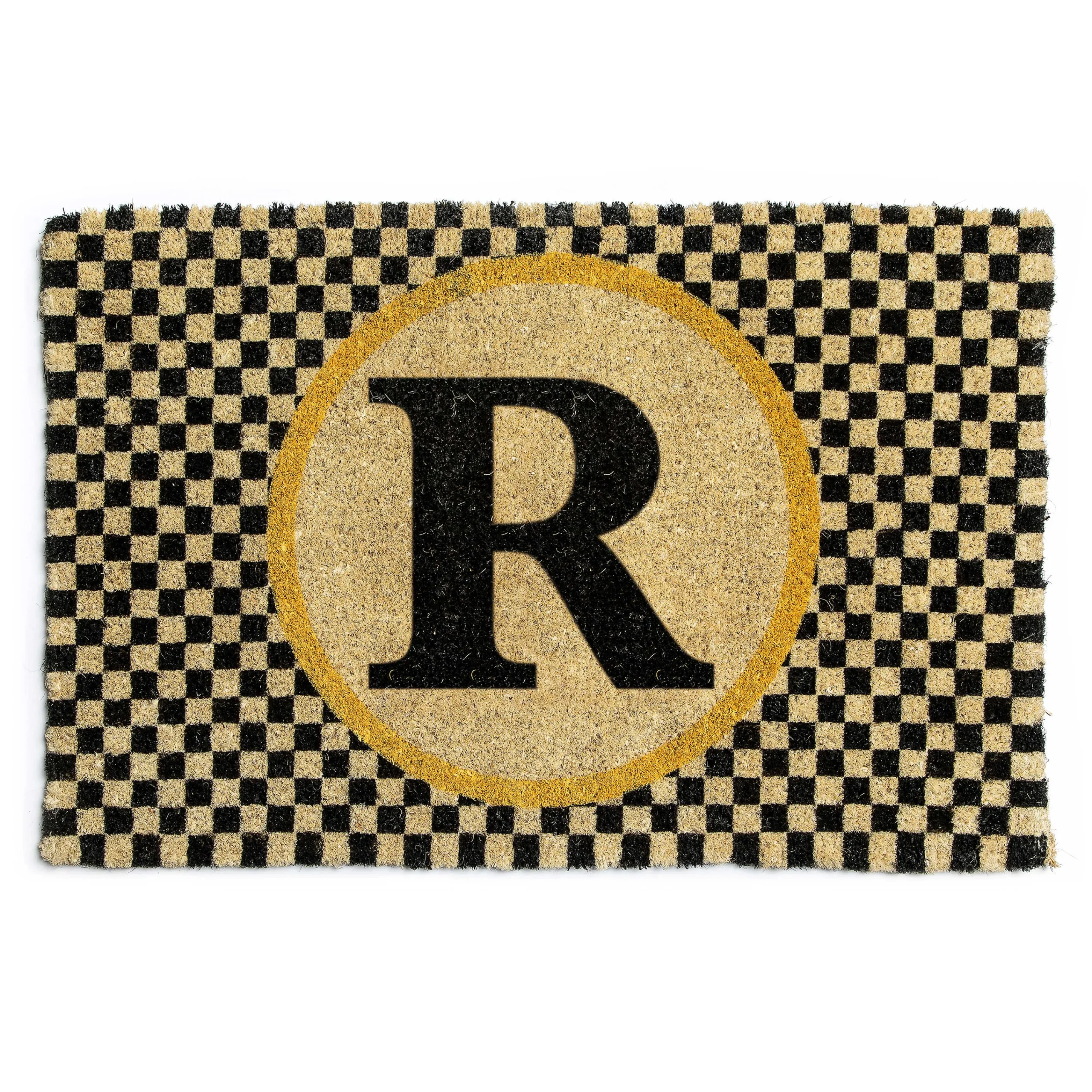 MacKenzie-Childs Single Letter Monogrammed Entrance Mat - R* Outdoor Rugs & Mats