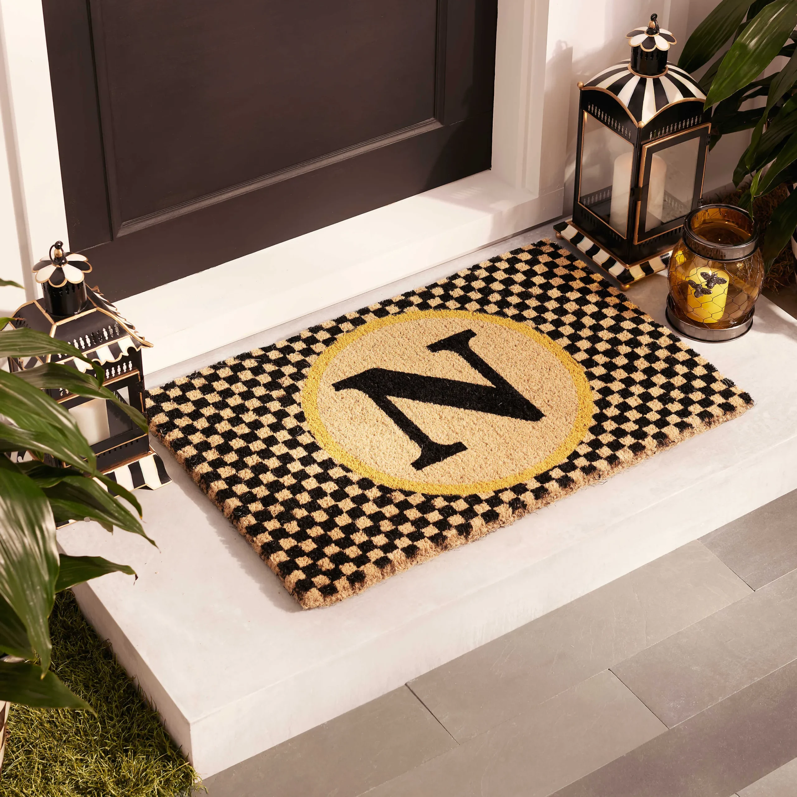 MacKenzie-Childs Single Letter Monogrammed Entrance Mat - N* Outdoor Rugs & Mats