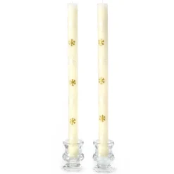 MacKenzie-Childs Snowflake Dinner Candles - Gold & Pearl - Set Of 2* Candles & Fragrances