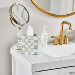 MacKenzie-Childs Sterling Check Enamel Boutique Tissue Box Cover* Bed & Bath