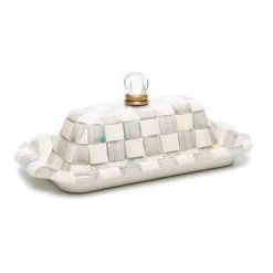 MacKenzie-Childs Sterling Check Enamel Butter Box* Outdoor Entertaining