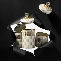 MacKenzie-Childs Sterling Check Enamel Canister - Small* Room Accents