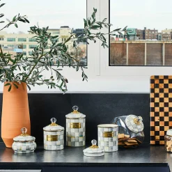 MacKenzie-Childs Sterling Check Enamel Canister - Medium* Room Accents