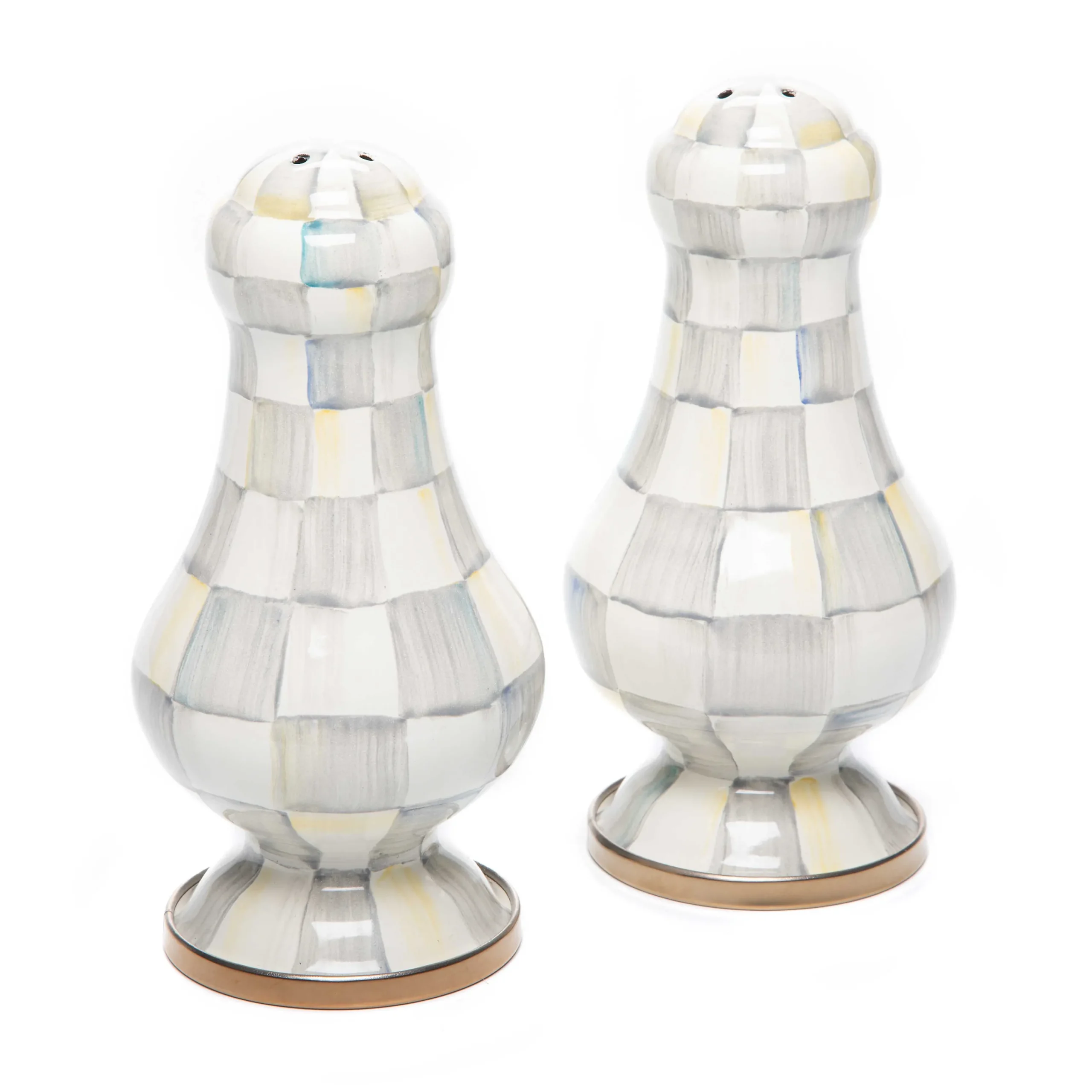 MacKenzie-Childs Sterling Check Enamel Large Salt & Pepper Shakers* Outdoor Entertaining