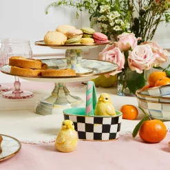 MacKenzie-Childs Sterling Check Enamel Pedestal Platter - Mini* Outdoor Entertaining