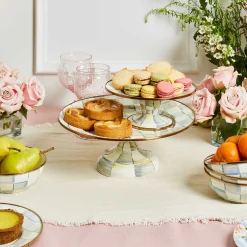 MacKenzie-Childs Sterling Check Enamel Pedestal Platter - Mini* Outdoor Entertaining