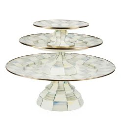 MacKenzie-Childs Sterling Check Enamel Pedestal Platter - Small* Outdoor Entertaining
