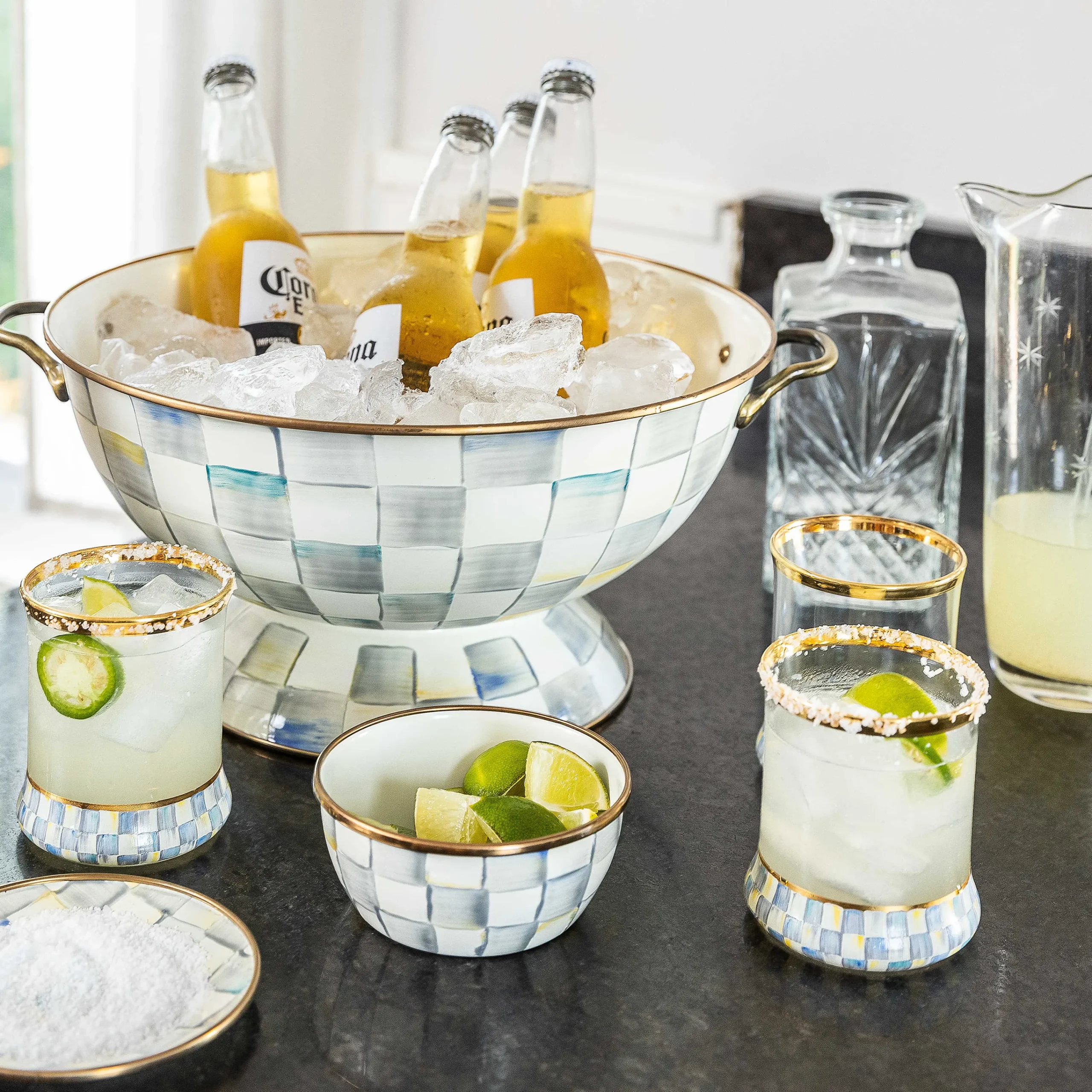 MacKenzie-Childs Sterling Check Enamel Pinch Bowl* Outdoor Entertaining