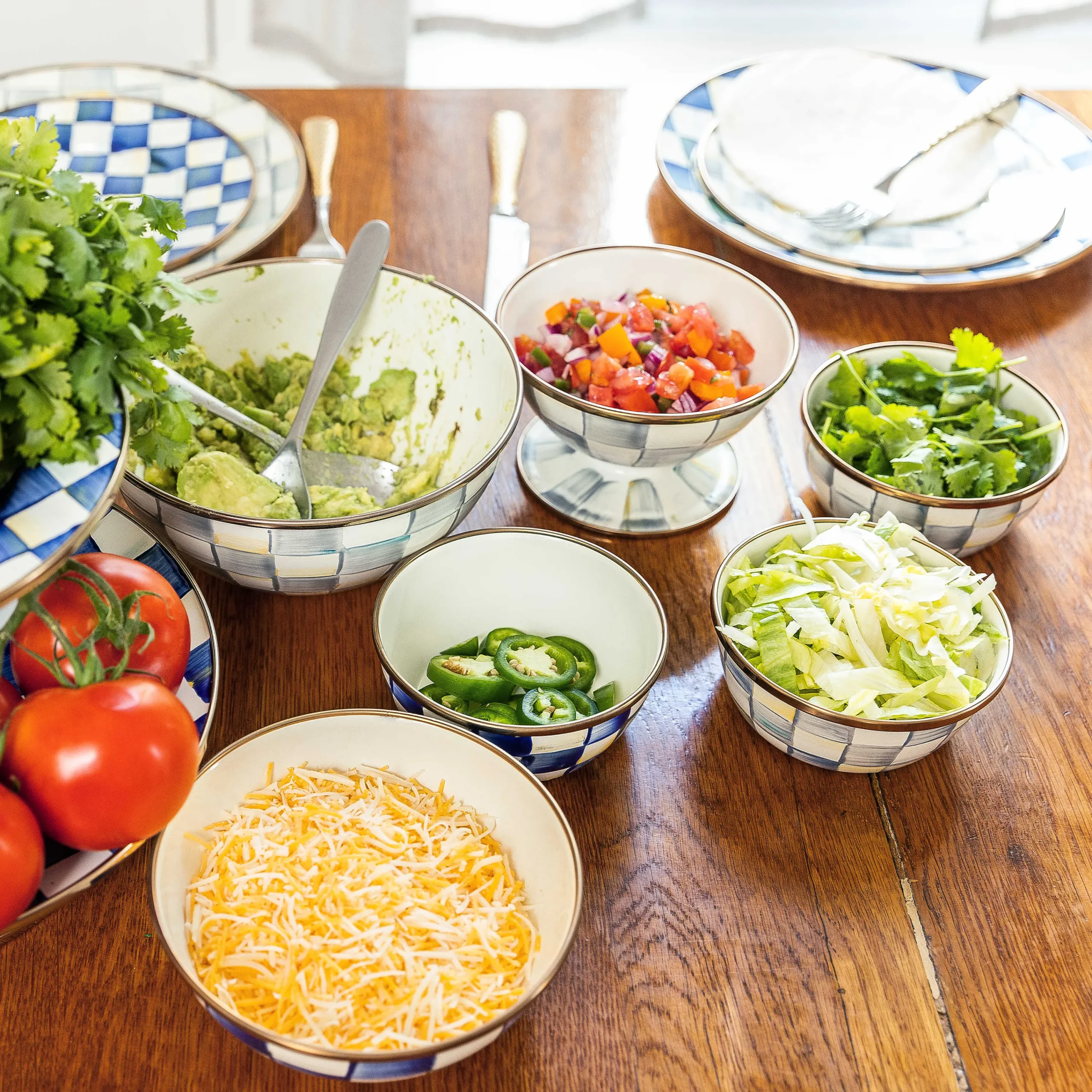 MacKenzie-Childs Sterling Check Enamel Pinch Bowl* Outdoor Entertaining