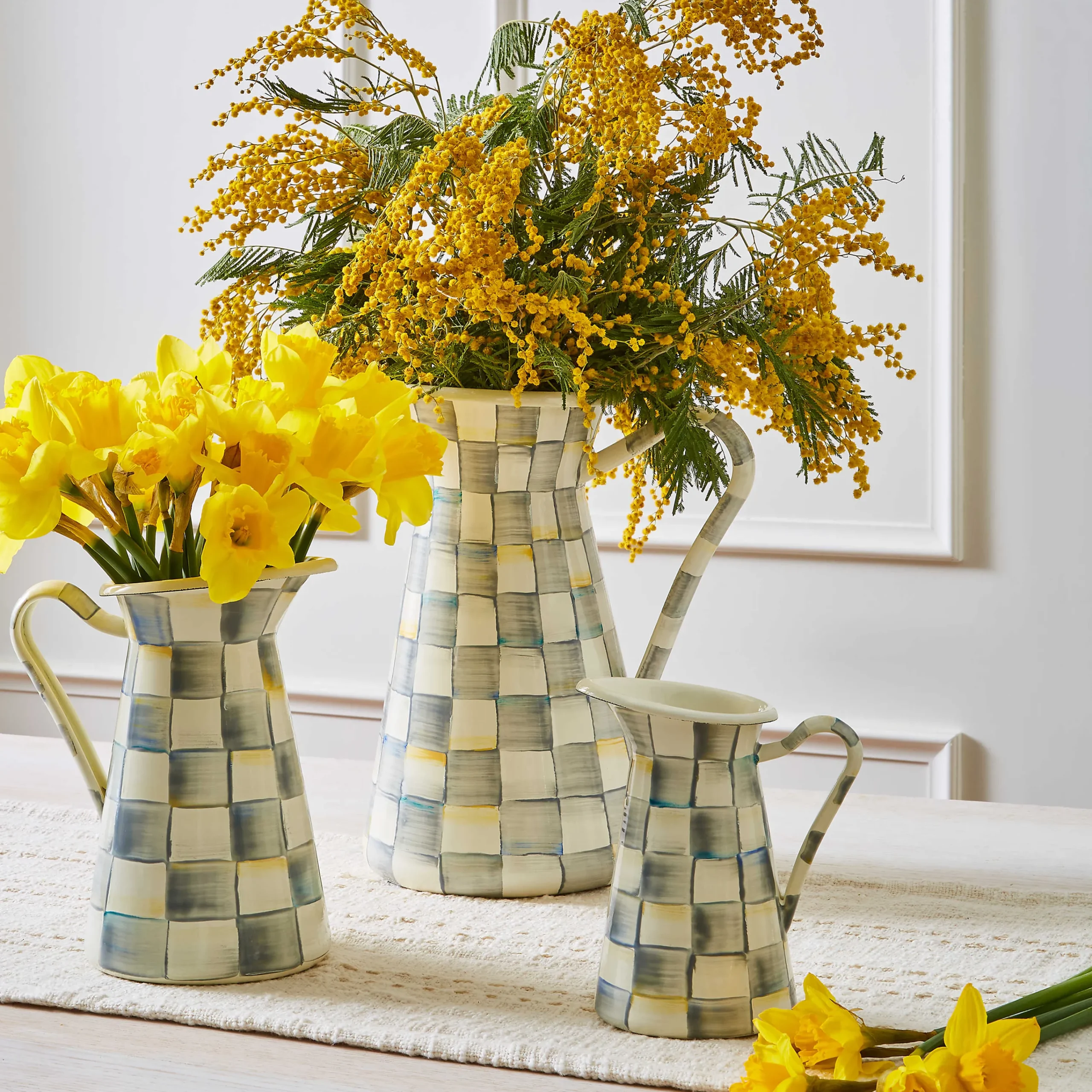 MacKenzie-Childs Sterling Check Enamel Practical Pitcher - Large* Outdoor Entertaining