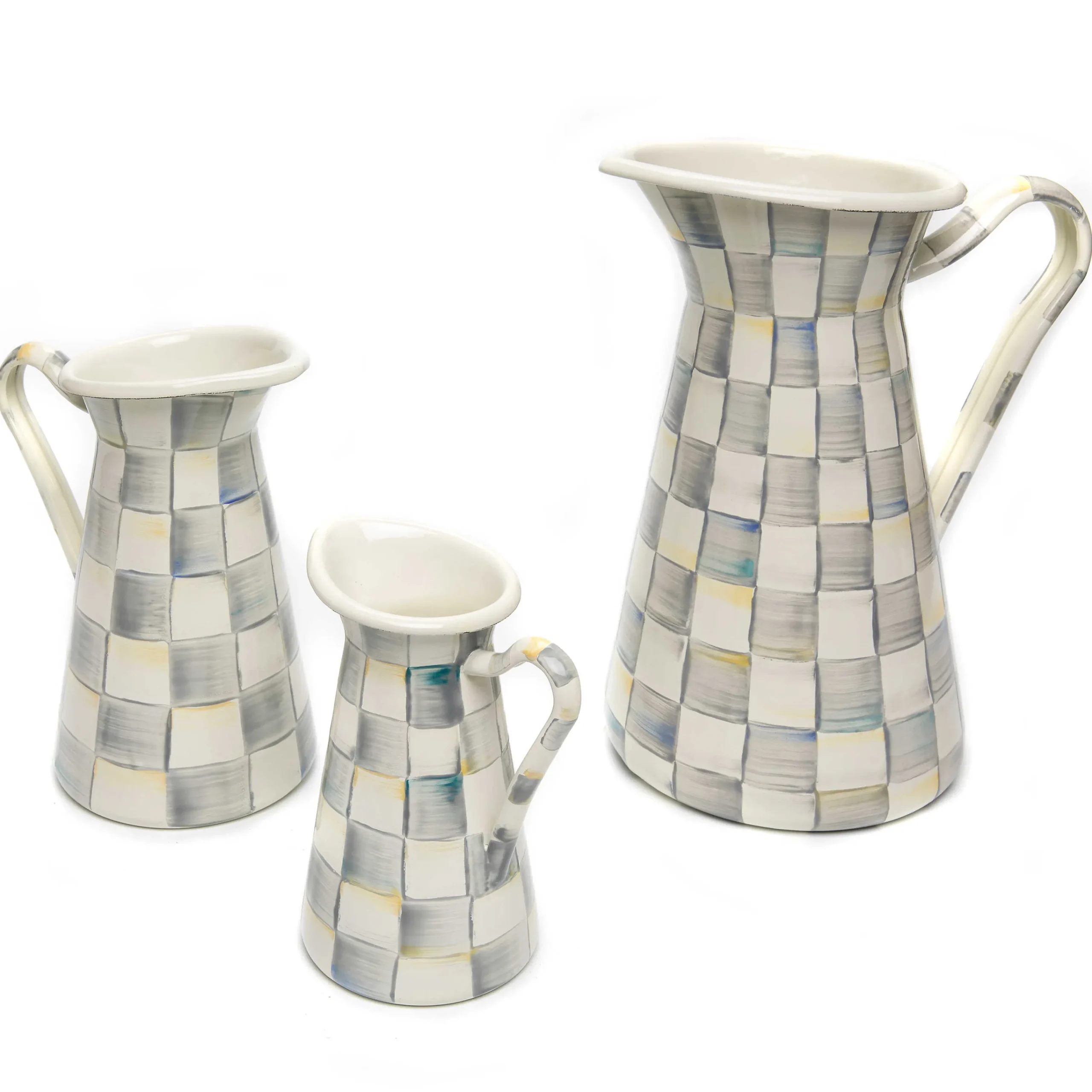 MacKenzie-Childs Sterling Check Enamel Practical Pitcher - Large* Outdoor Entertaining