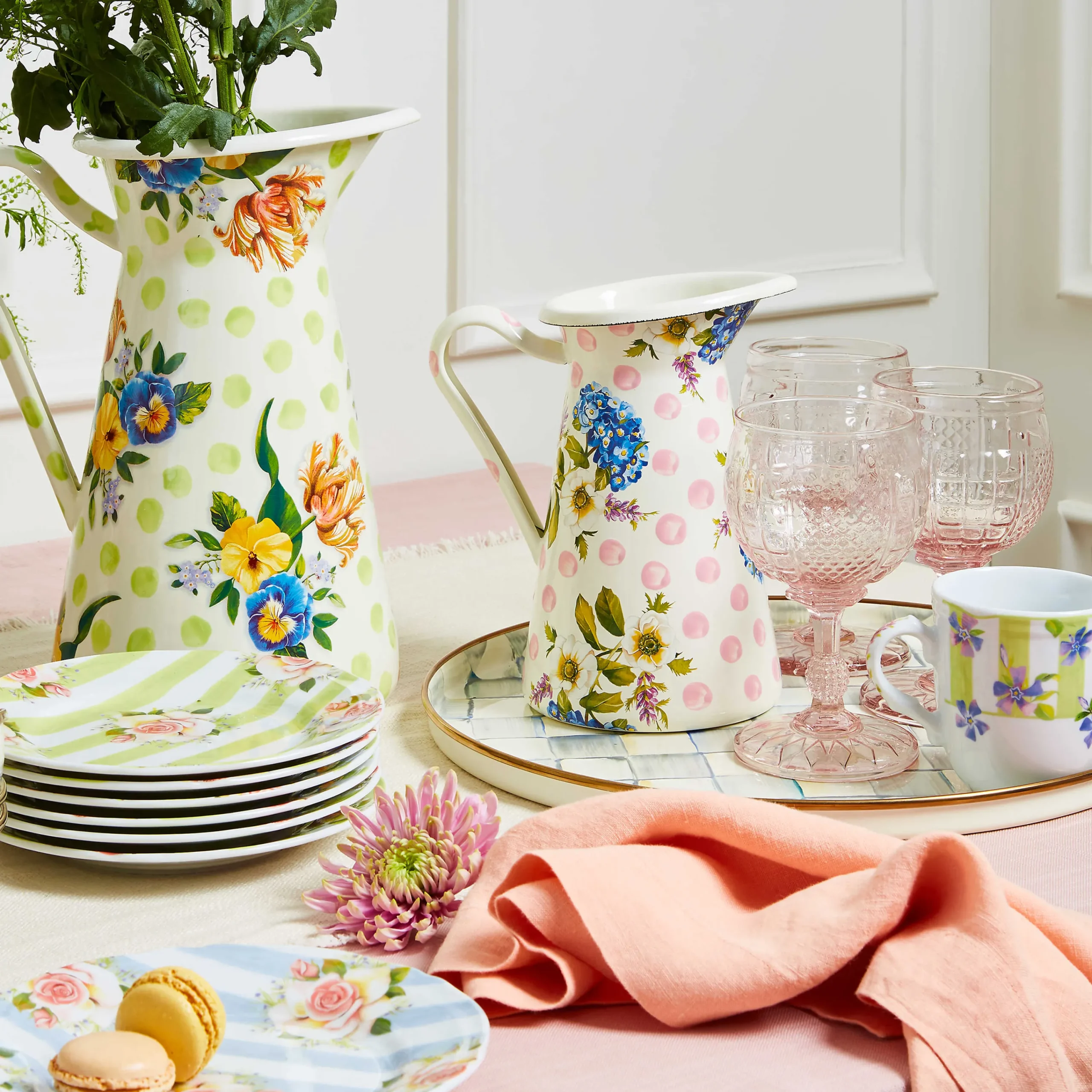 MacKenzie-Childs Sterling Check Enamel Round Tray* Outdoor Entertaining