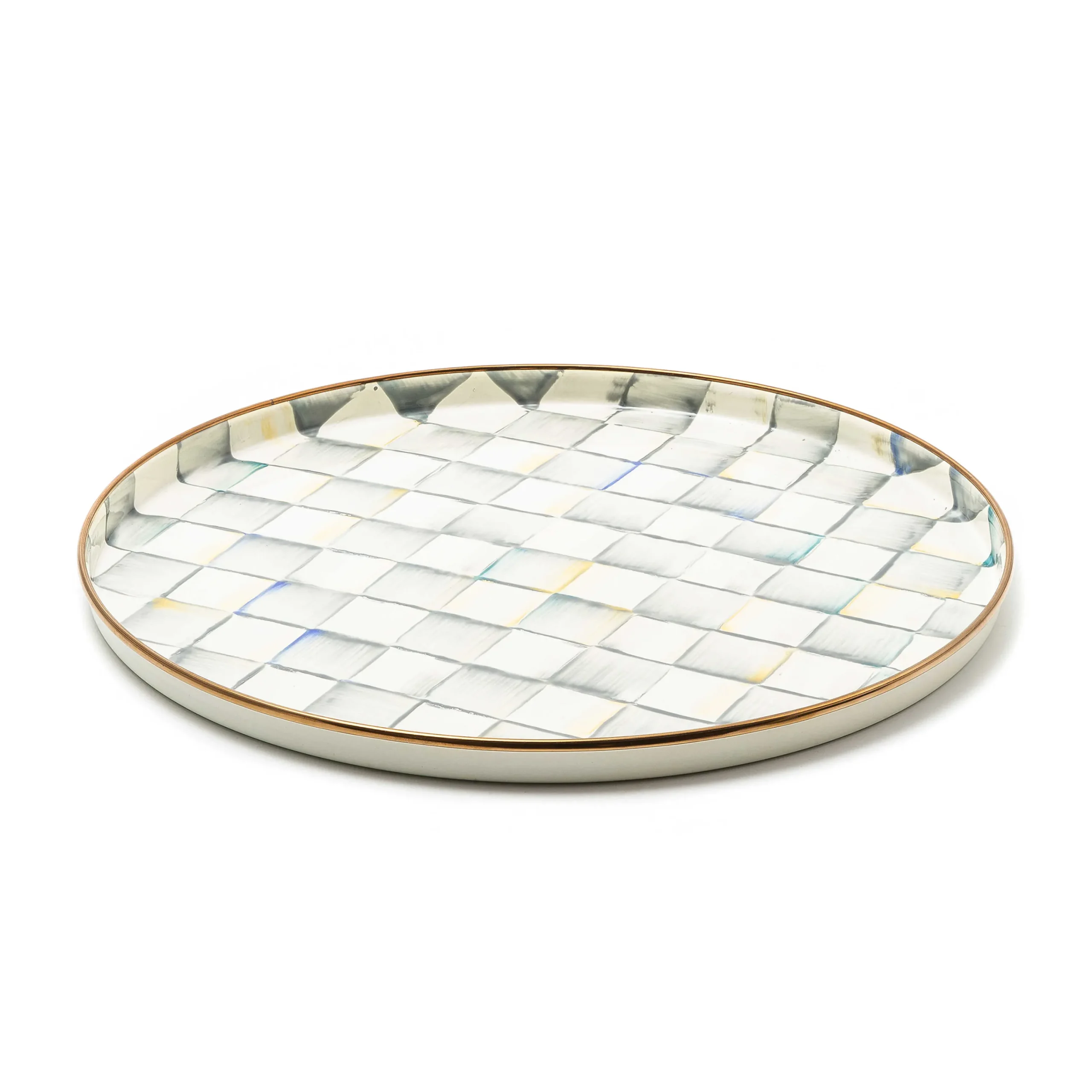 MacKenzie-Childs Sterling Check Enamel Round Tray* Outdoor Entertaining
