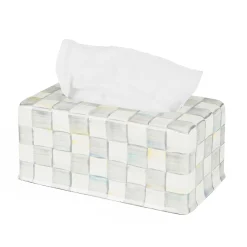 MacKenzie-Childs Sterling Check Enamel Standard Tissue Box Cover* Room Accents