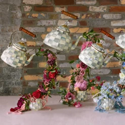 MacKenzie-Childs Sterling Check Enamel Tea Kettle - 3 Quart* Tea Kettles