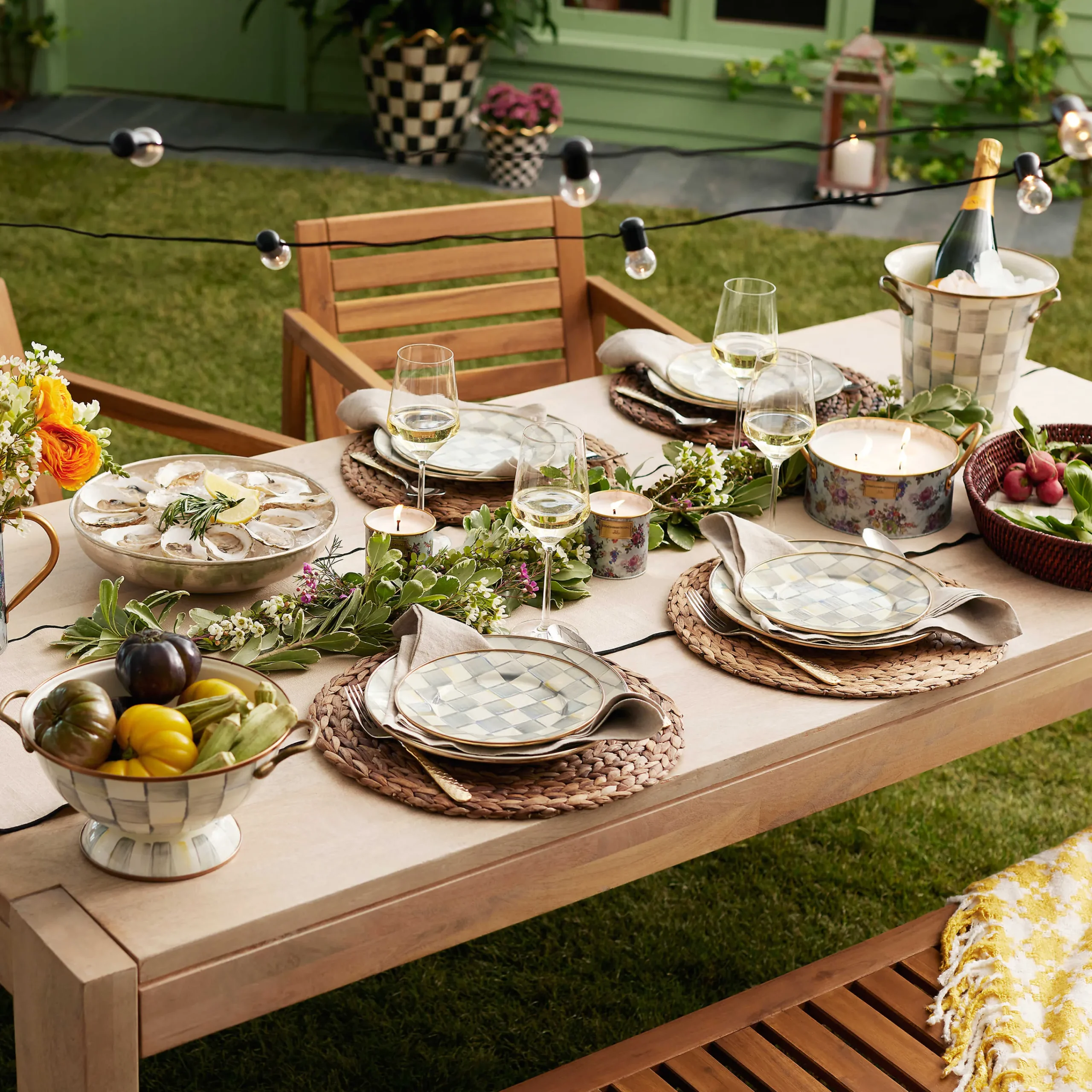 MacKenzie-Childs Sterling Check Enamel Wine Cooler* Outdoor Entertaining