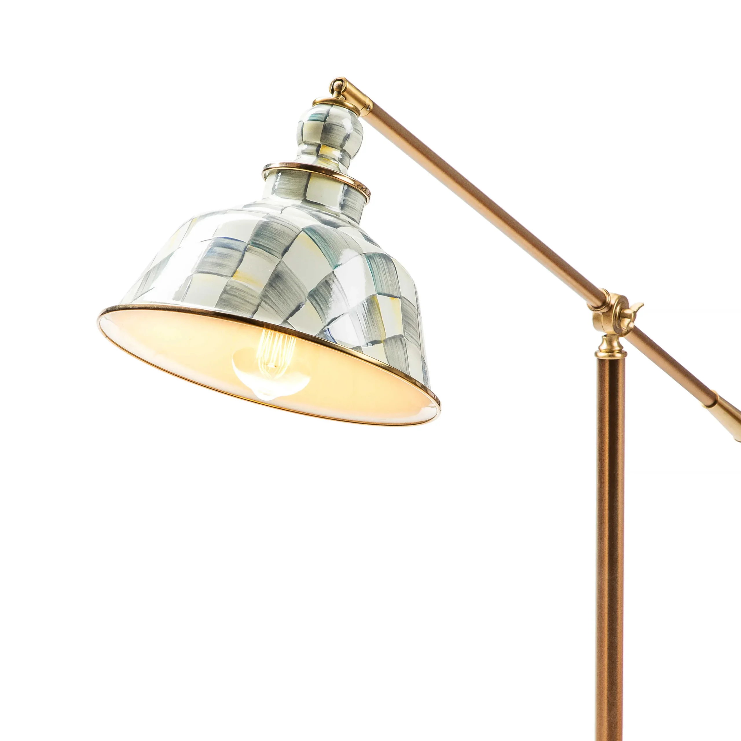 MacKenzie-Childs Sterling Check Enamelware Reading Floor Lamp* Lighting