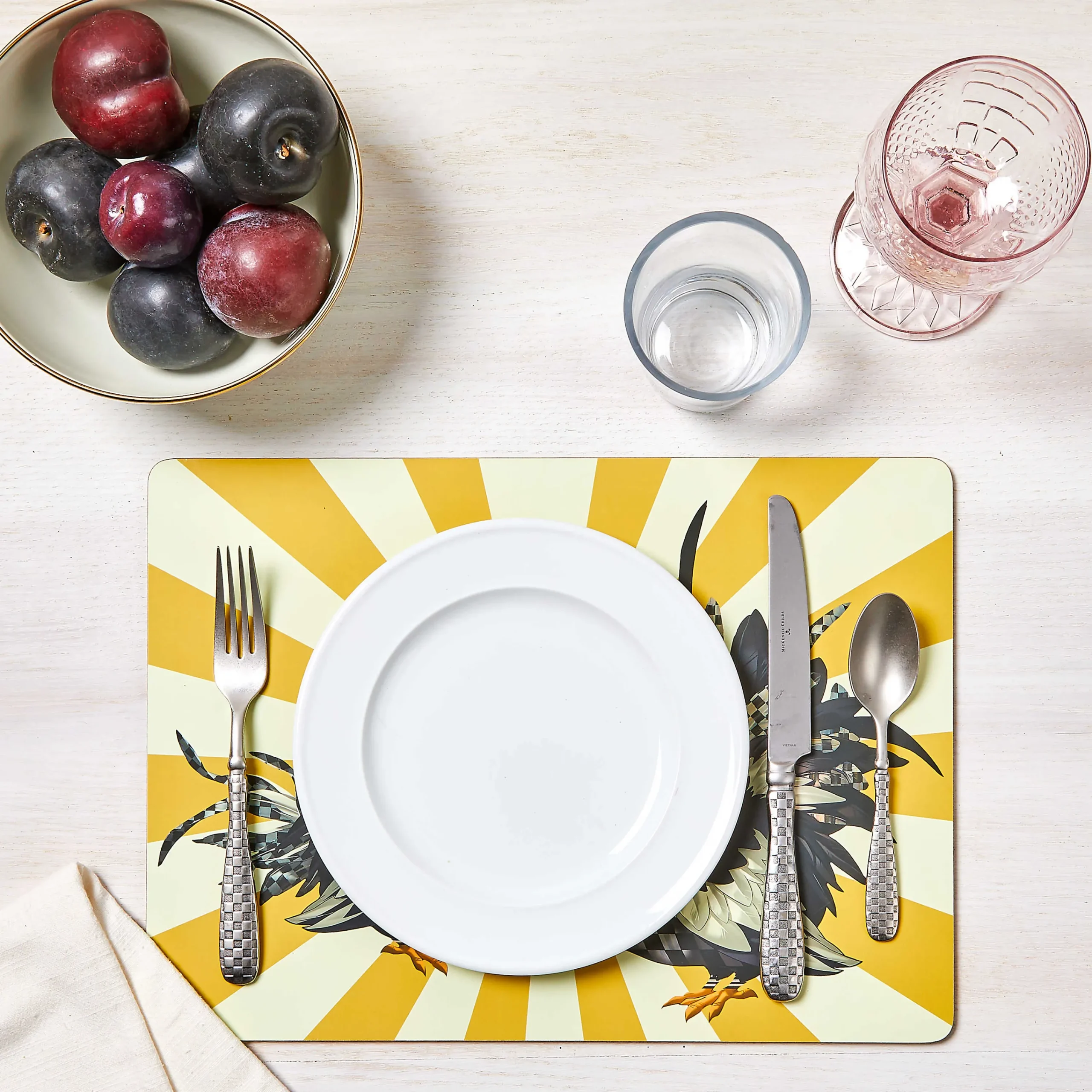 MacKenzie-Childs Sunrise Rooster Cork Back Placemats - Set Of 4* Table Accessories