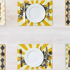 MacKenzie-Childs Sunrise Rooster Cork Back Placemats - Set Of 4* Table Accessories
