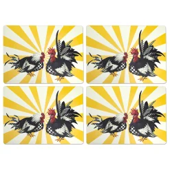 MacKenzie-Childs Sunrise Rooster Cork Back Placemats - Set Of 4* Table Accessories