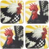 MacKenzie-Childs Sunrise Rooster Cork Back Coasters - Set Of 4* Kitchen & Table Linens