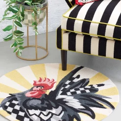 MacKenzie-Childs Sunrise Rooster Rug - 3' Round* Rugs