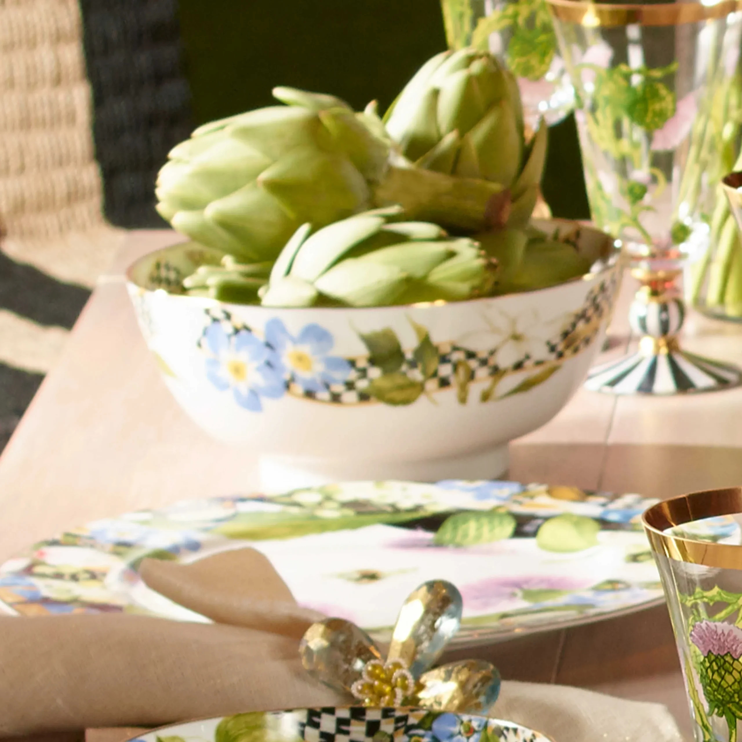 MacKenzie-Childs Thistle & Bee Charger* Outdoor Entertaining