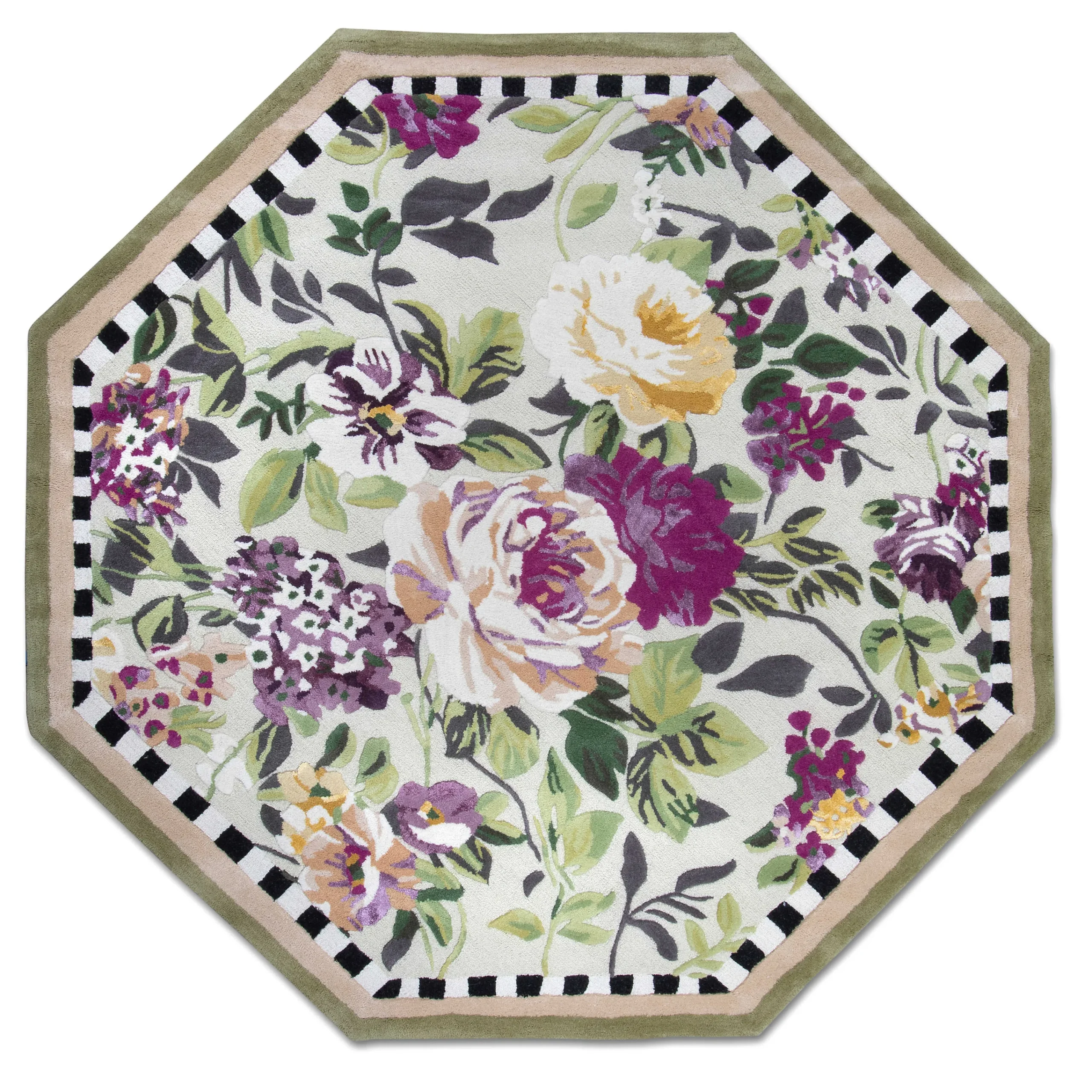 MacKenzie-Childs Tudor Rose Rug - 6' Octagon - Silver Fern* Rugs