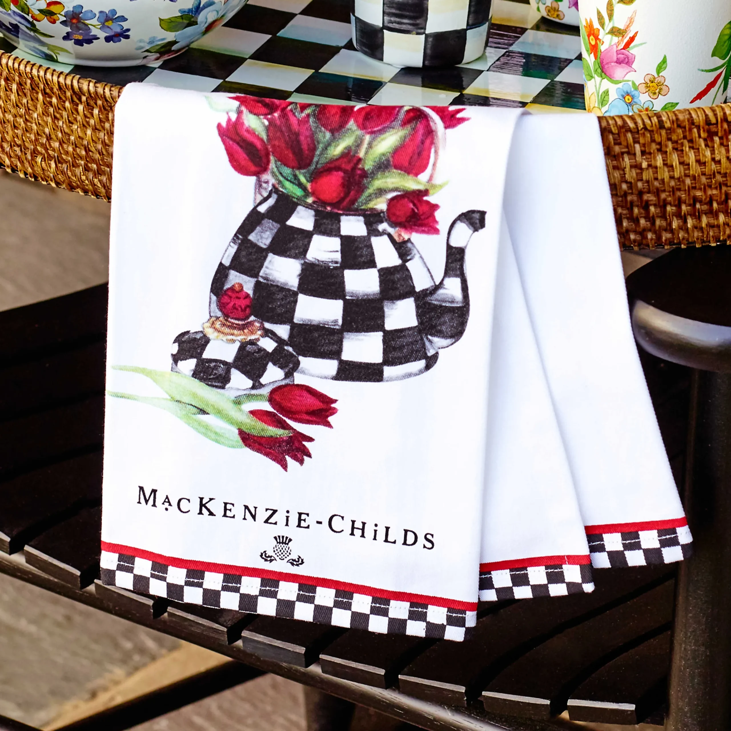 MacKenzie-Childs Tulip Tea Kettle Dish Towel* Kitchen & Table Linens