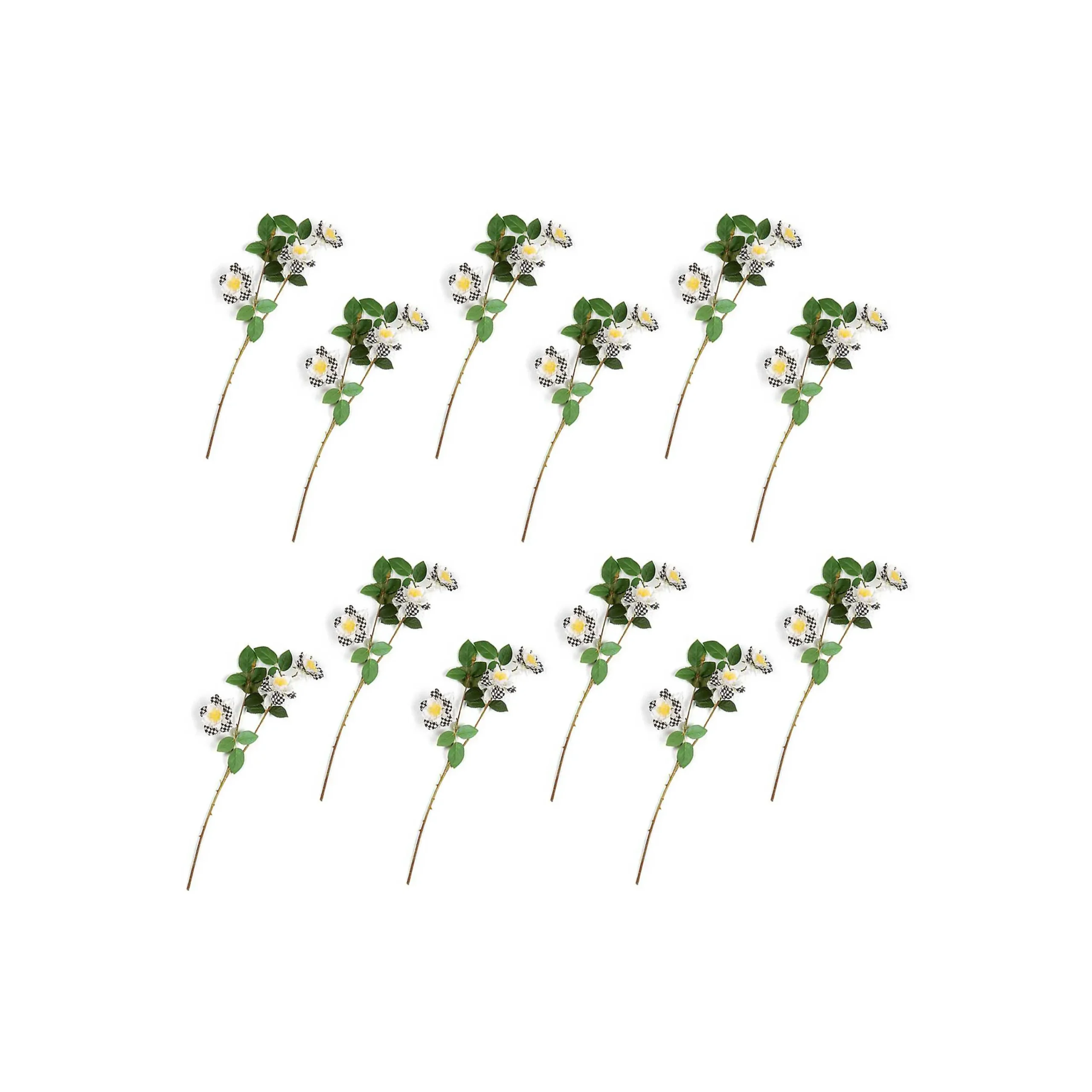 MacKenzie-Childs Wild Rose Spray Bouquet - Cream - Set Of 12* Greenery & Florals