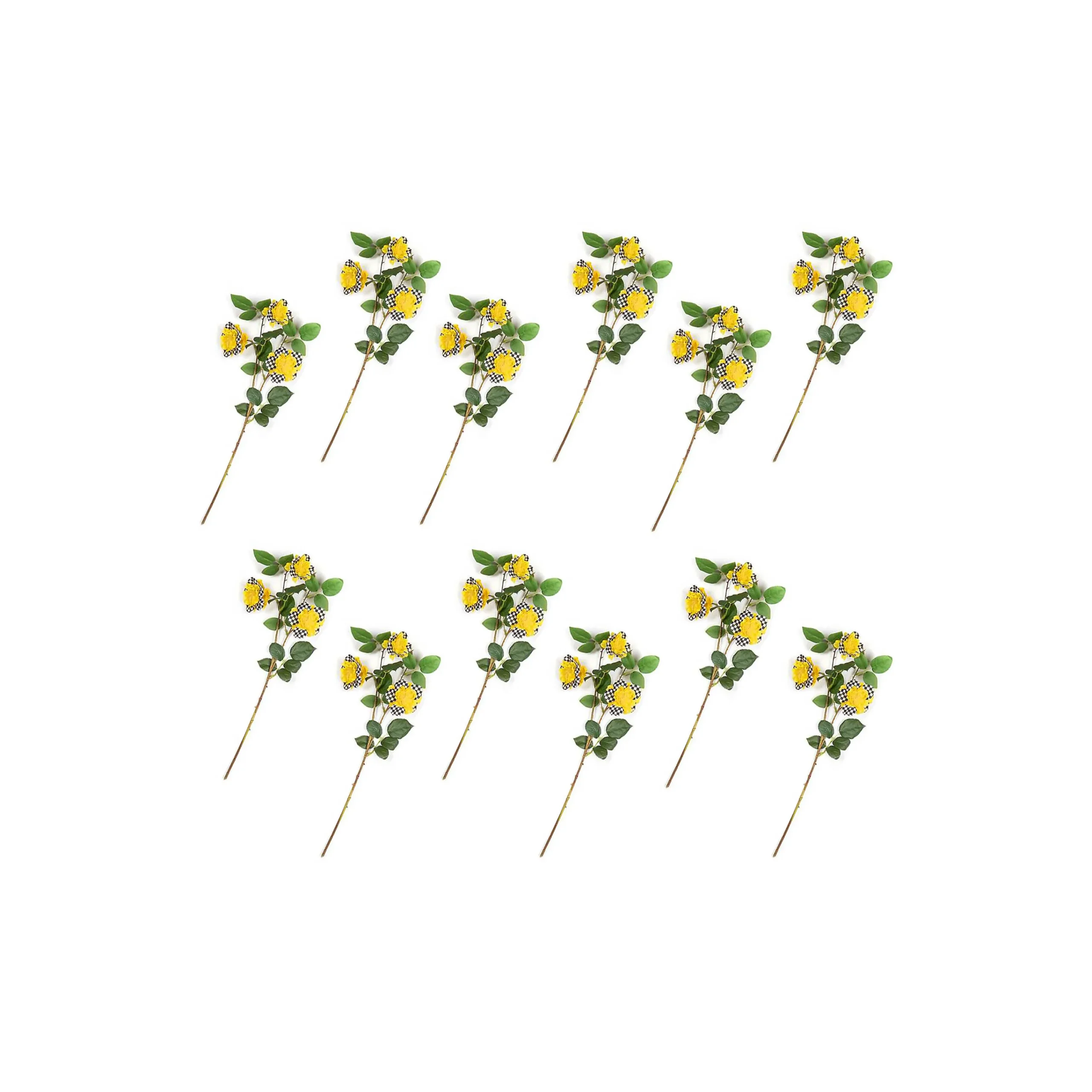 MacKenzie-Childs Wild Rose Spray Bouquet - Yellow - Set Of 12* Greenery & Florals