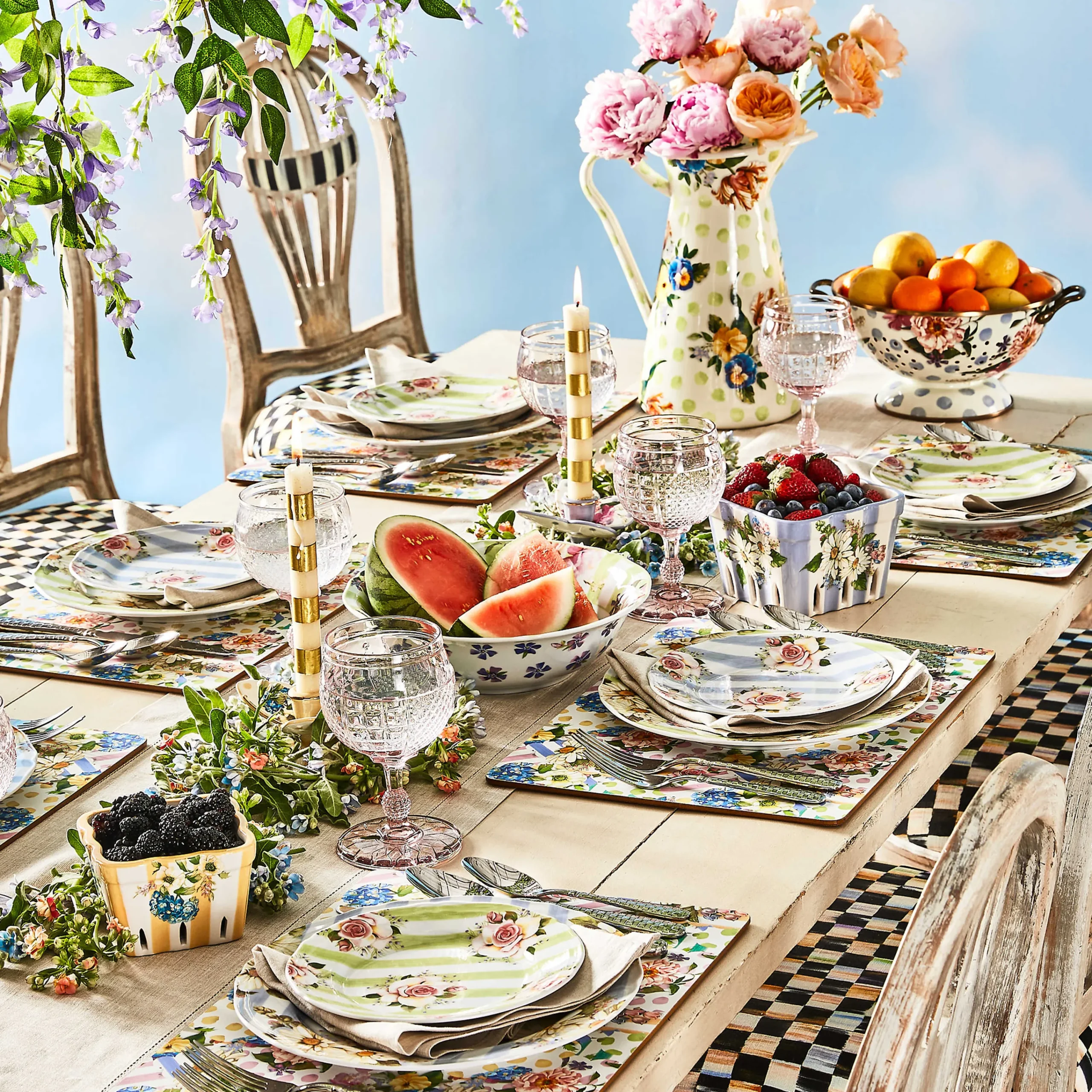 MacKenzie-Childs Wildflowers Cork Back Placemats - Set Of 4* Table Accessories