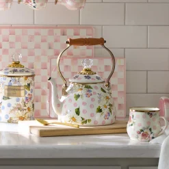 MacKenzie-Childs Wildflowers Enamel 2 Qt Tea Kettle - Pink* Tea Kettles