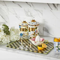 MacKenzie-Childs Wildflowers Enamel Medium Canister - Blue* Kitchen Storage & Organization