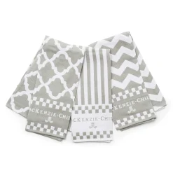 MacKenzie-Childs Zig Zag Dish Towels - Sterling - Set Of 3* Kitchen & Table Linens